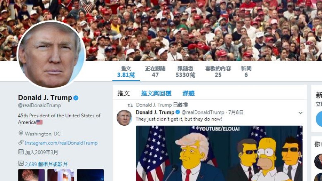 圖／翻攝自Donald J. Trump Twitter