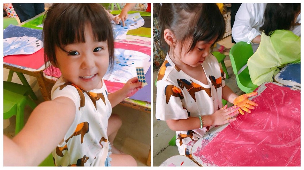 2歲咘咘會畫「青花瓷」　小少女模樣激似媽咪