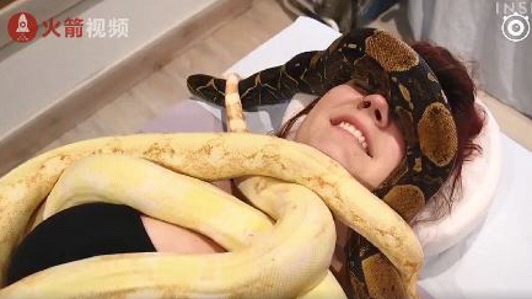 蟒蛇爬滿身 紐約按摩店推奇特紓壓手法