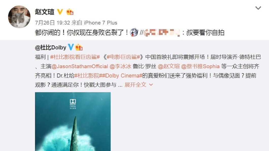 圖/翻攝自趙文瑄微博