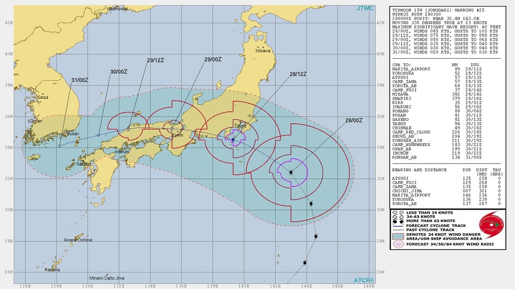 雲雀直撲日本關東　路徑詭異挾帶大雨