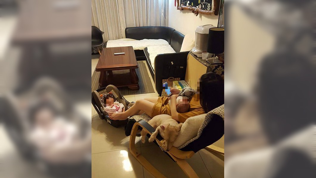 手腳並用「抱娃又帶狗」 神照曝女人為母則強!