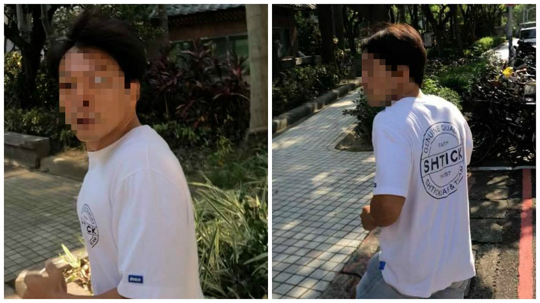 衣男子在大安森林公園附近推倒一名70歲的老阿嬤後,隨即落跑。(圖/翻攝自爆料公社)