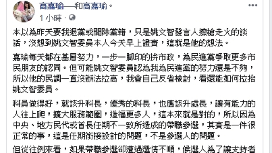 圖/翻攝自高嘉瑜臉書