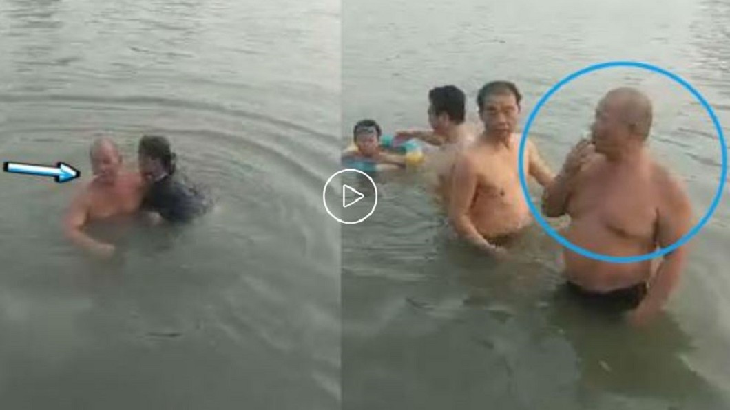 猛爺「叼菸跳漢水」救大媽　人拉上岸...菸竟還沒熄！