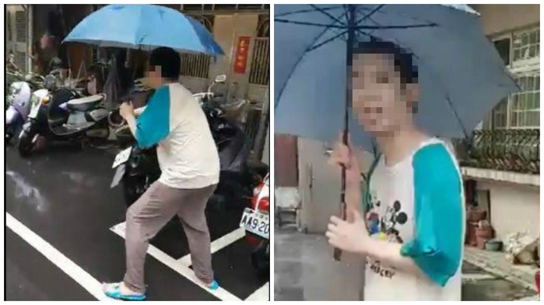 該名撐傘的男子被網友發現後,竟反嗆對方:拍什麼拍?(圖/翻攝自爆料公社)