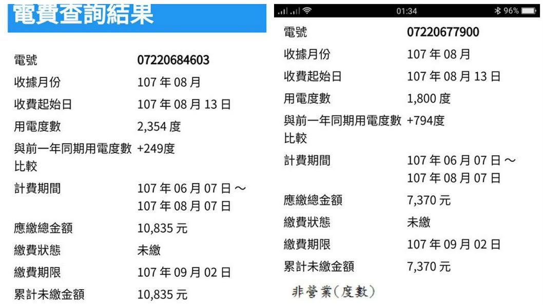 除了女網友之外，她同層的鄰居電費也分別高達1萬多和7千多元。(圖／翻攝自爆廢公社)