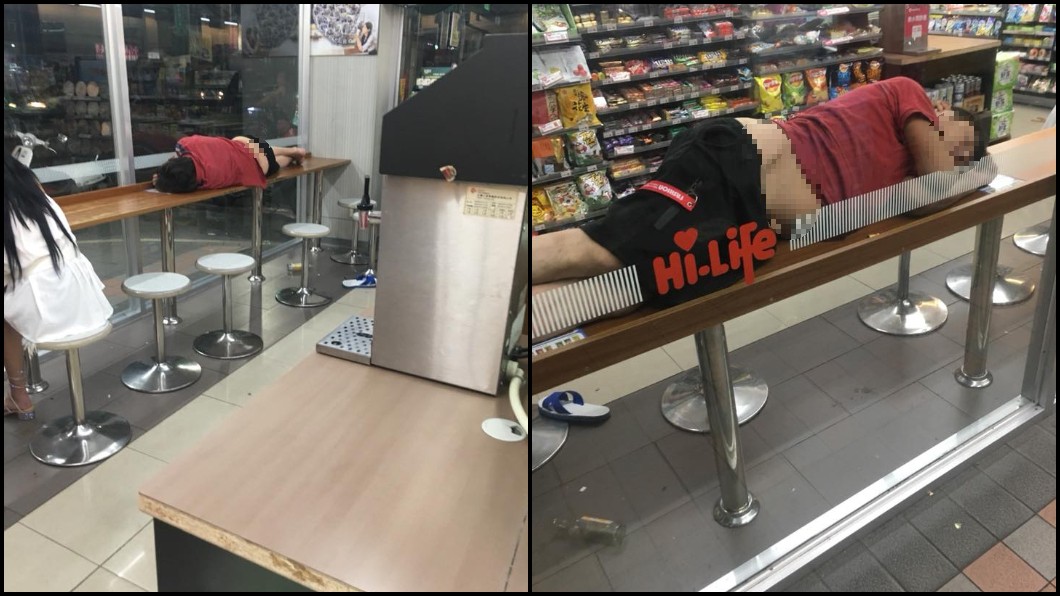 男超商餐桌睡到「方吉跑出來」 網怒:真當自己家?