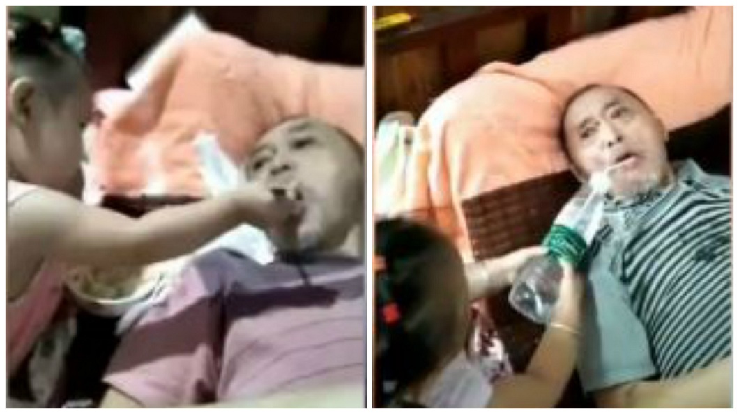 揪感心!外公癱瘓在床 「零血緣」1歲孫女餵食:嘴嘴啊