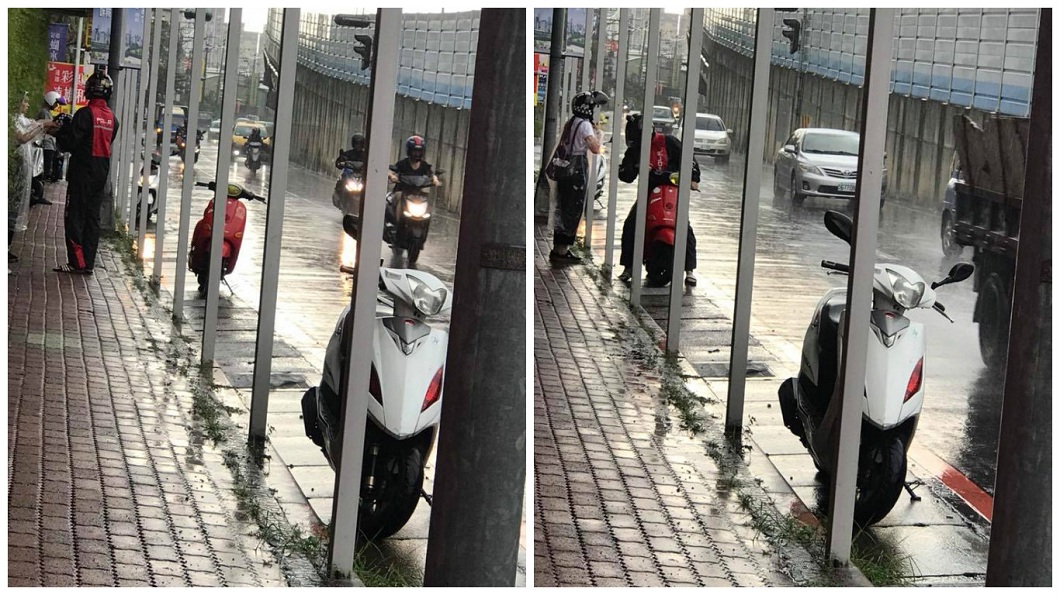 夫妻外出遇暴雨…暖男送雨衣穿再接馬尾妹　網讚：快嫁吧