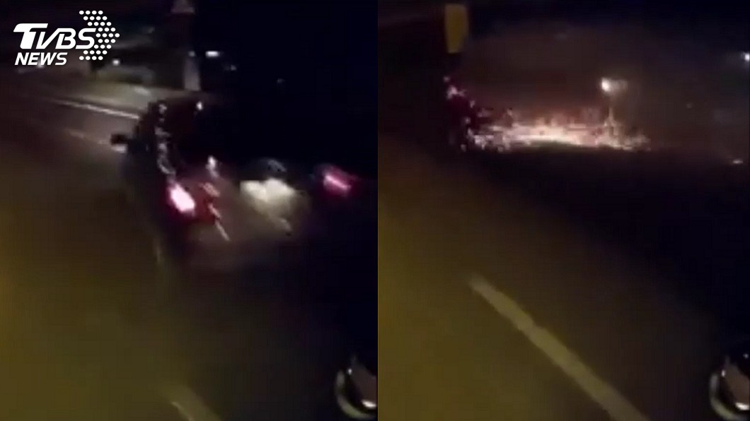 躲測速急煞…轎車失控撞護欄　翻滾數圈噴火花