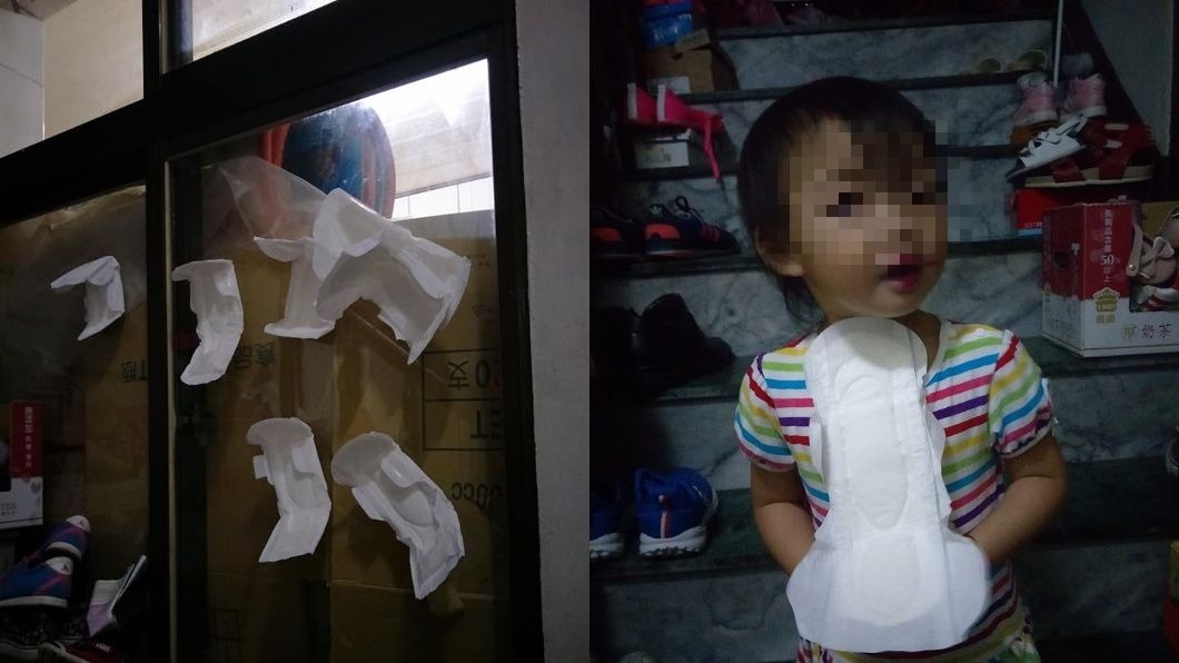 媽媽洗完澡哭笑不得 3歲愛女窗戶貼滿衛生棉