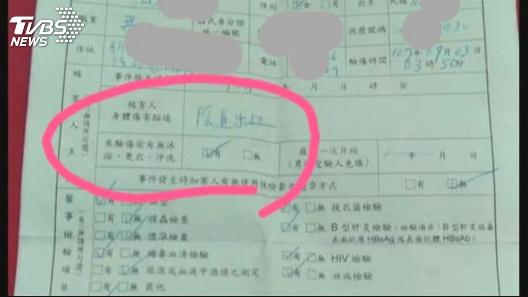院方開立的女童驗傷單。(圖/TVBS)