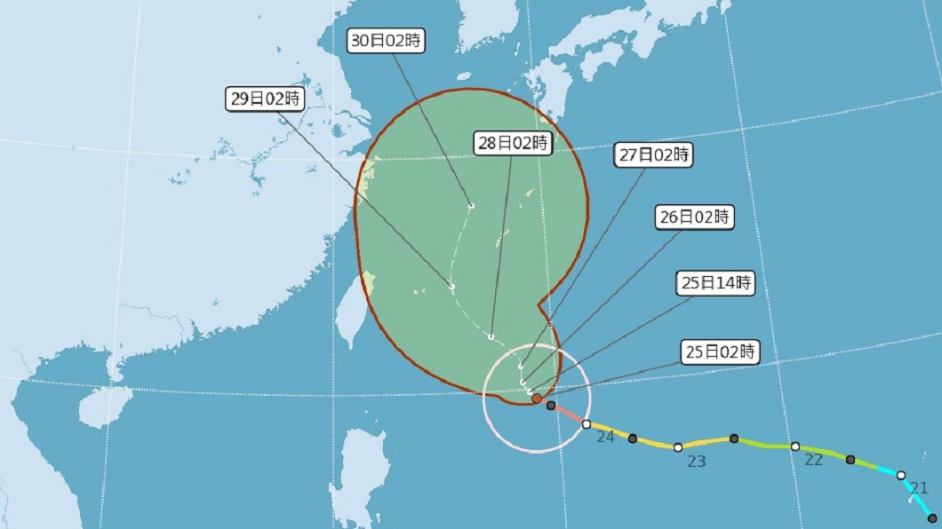 潭美颱風28日起接近 直接侵台機率降低