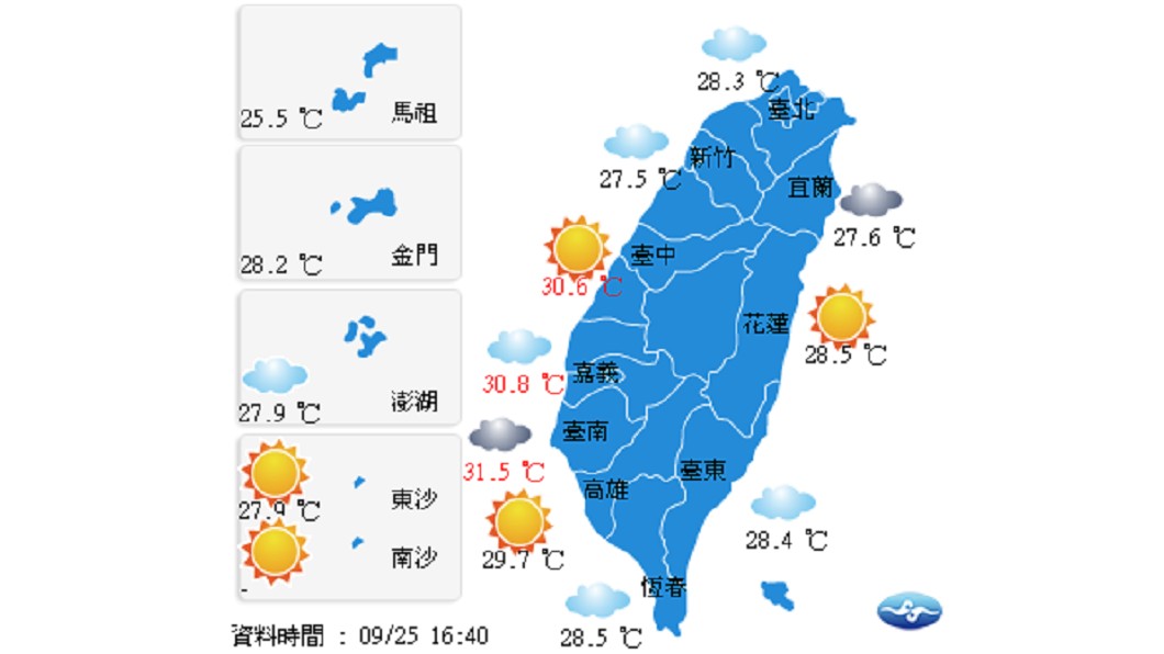 周三、四北台有雨 山區局部大雨