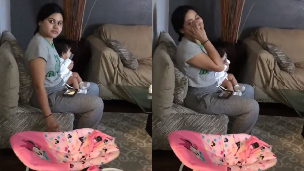 生完變笨?婦一手抱嬰一手搖籃 夫笑翻:要休息嗎