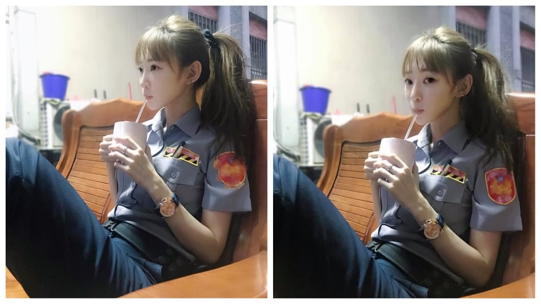 有網友在臉書分享一名超正女警的照片，引發網友暴動。(圖／翻攝自爆廢公社)