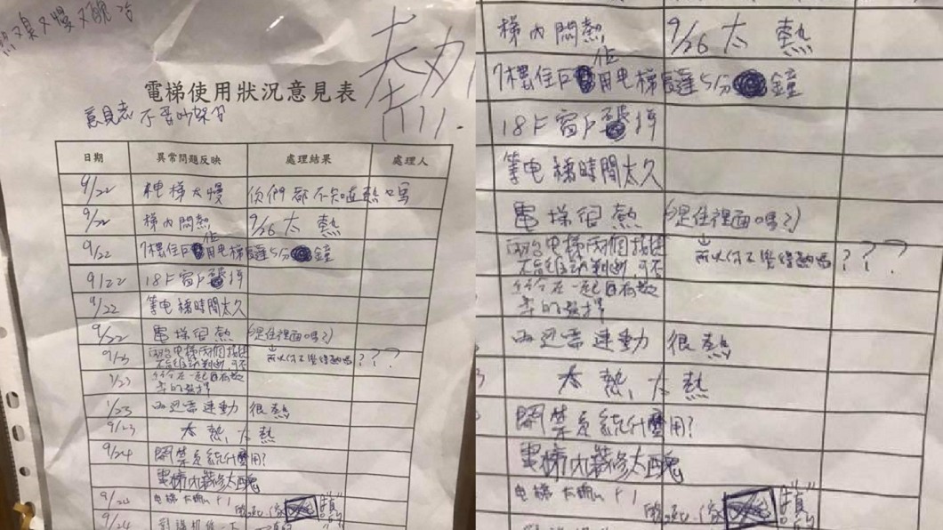 來亂的?電梯意見表變鬥嘴大會 住戶笑噴:誰住7樓啦