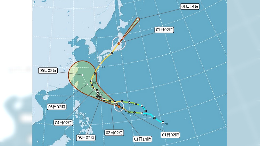 中颱康芮持續增強中 是否侵台3日較明朗