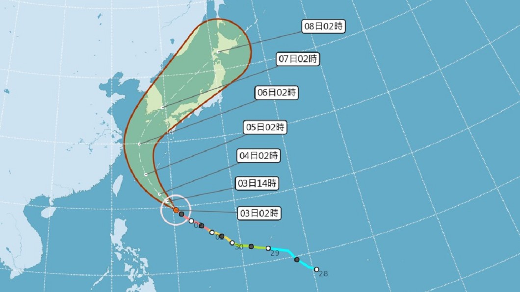 颱風康芮轉向了! 7日可能侵襲韓國南部