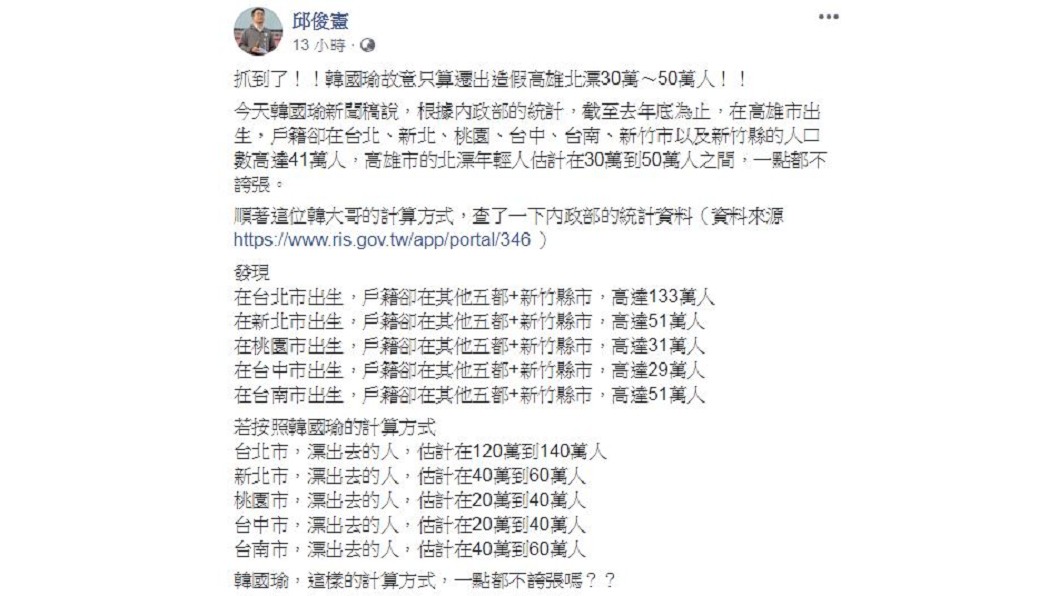 圖／翻攝自邱俊憲臉書