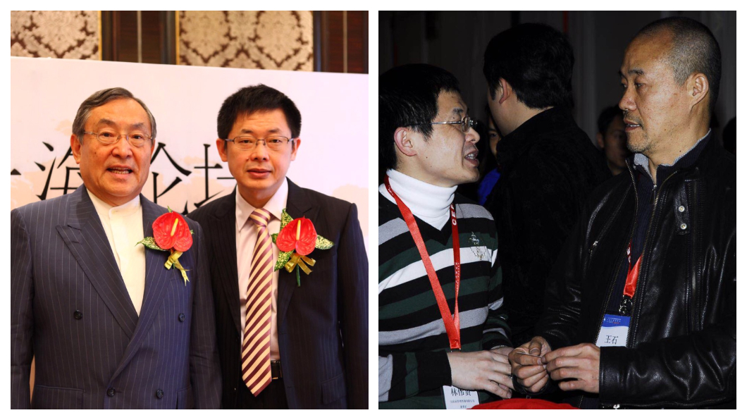 林偉賢(左圖右一)以「超級名師」光環，從上海企業界，一路紅到北廣深等城市，是馬雲、王石(右圖右一)、馮侖等大陸企業名人頗賞識的培訓大師，林偉賢的口說本領、機智反應，讓人稱「口才帝」的馬雲也另眼相待。左圖為林偉賢與日本趨勢大師大前研一。右圖為林與王石合影。 圖／實踐家創業私塾臉書