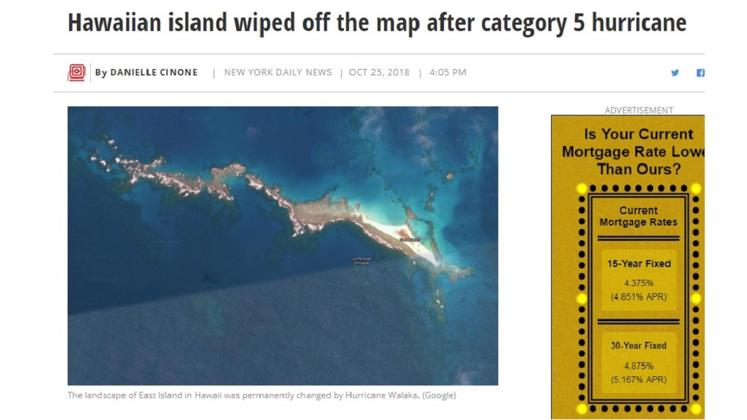 5級颶風侵襲　夏威夷小島從地圖上消失了…