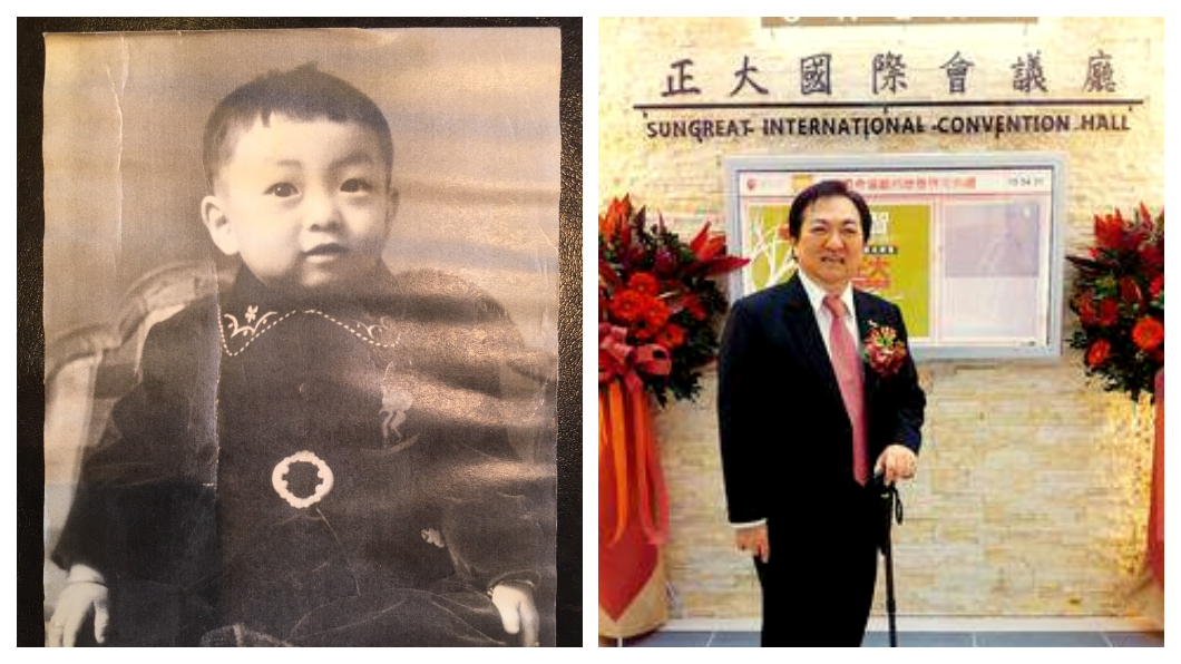 天下無難事! 三歲罹患小兒麻痺(左圖),孫正大卻克服外人異樣眼光,以身障者隻身闖中東! 勤練阿拉伯語,與中東各國汽車貿易商結成「好兄弟」,事業有成後熱衷公益,不僅資助貧戶孩子求學,更捐款回饋學校(右圖)。 圖/孫正大提供