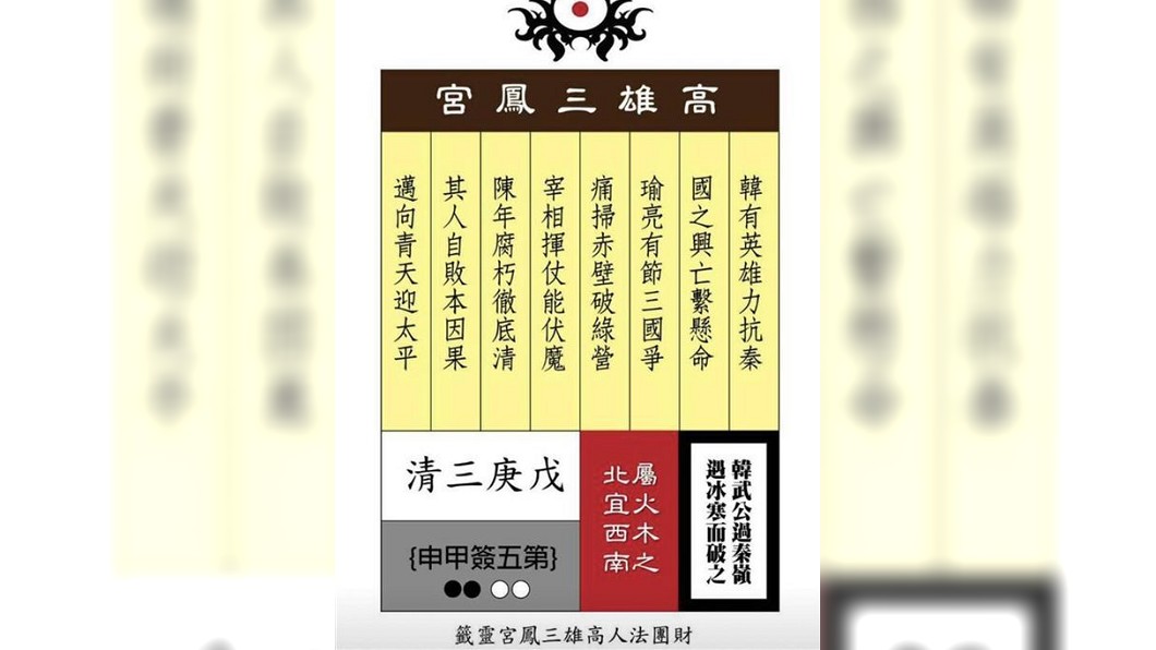 籤詩預言「韓國瑜痛宰陳其邁」？　高雄三鳳宮回應了