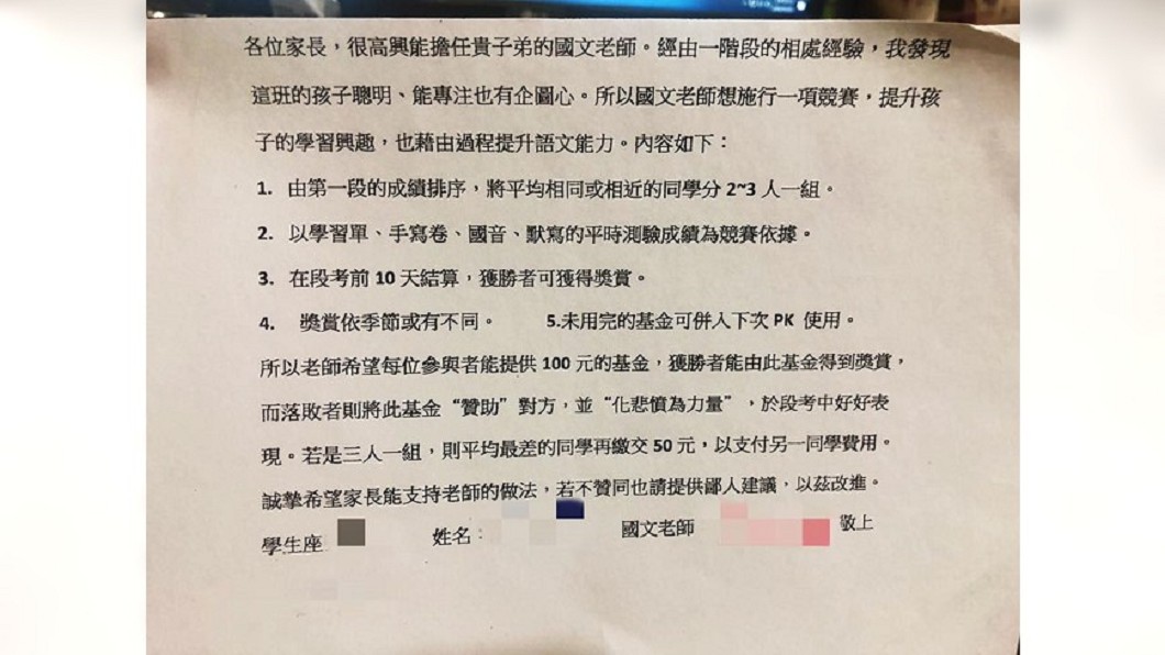 這款老師!強迫家長繳費當獎勵金 不從嗆學生:癟三