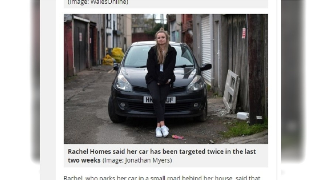 英國1名女大生的愛車遭人「放屎」在擋風玻璃上。圖/翻攝自《Walesonline》