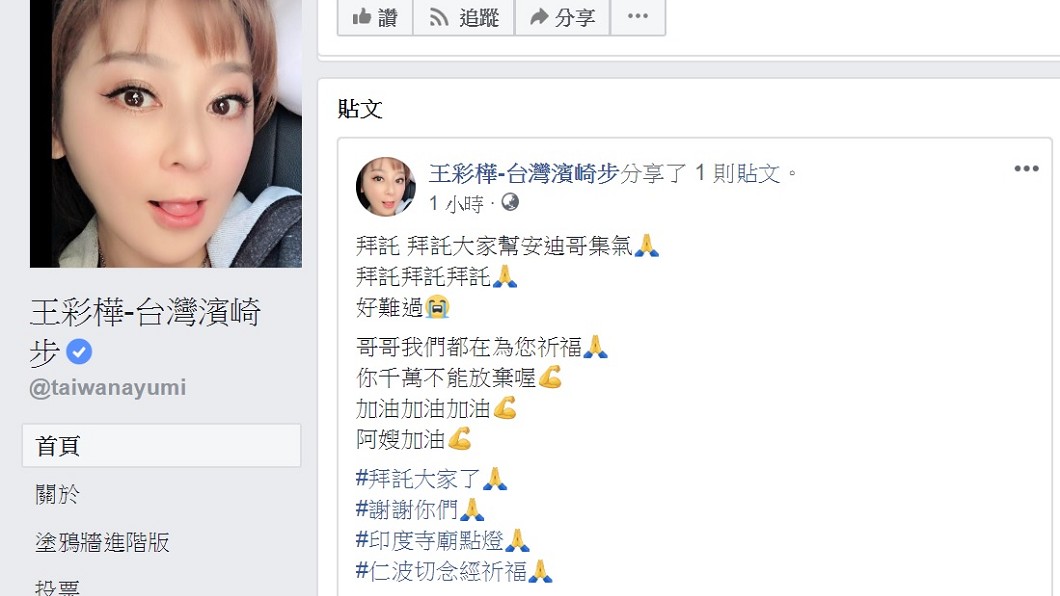 圖／翻攝自王彩樺臉書