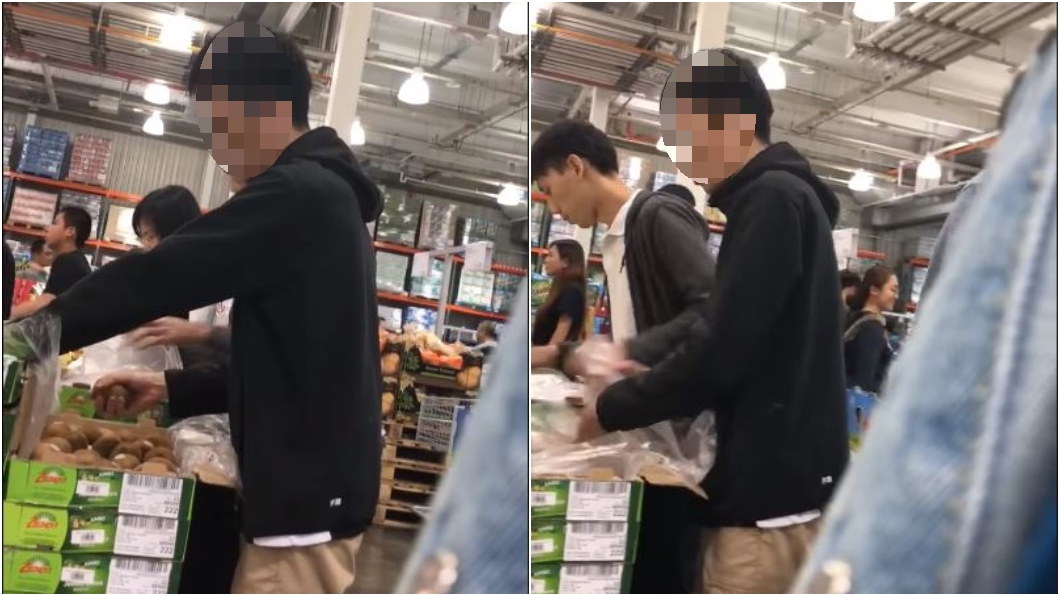 影/10秒狂捏5顆奇異果 黑衣男轉身走人