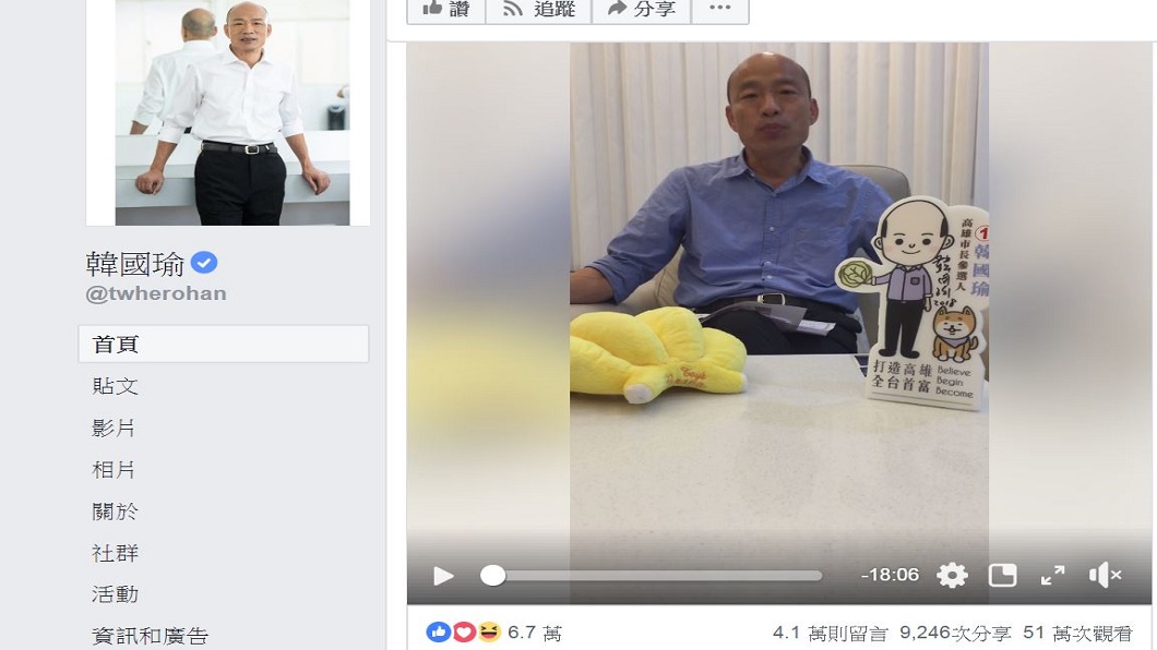 翻攝自／韓國瑜臉書