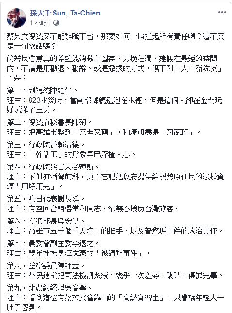 圖／翻攝自孫大千臉書