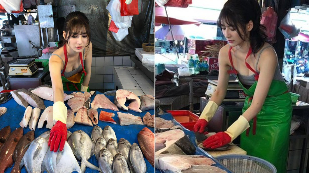 低胸正妹「阿澎」殺魚攤前擠爆 母:她還沒男友