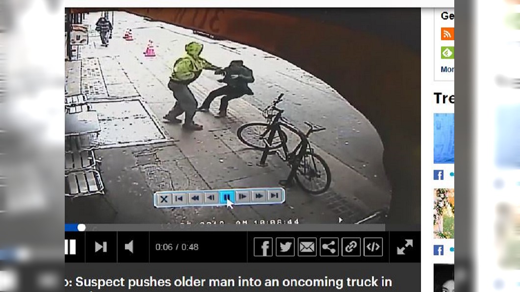 恐怖！街友無故推人入車道　貨車煞車不及輾爆胸腔