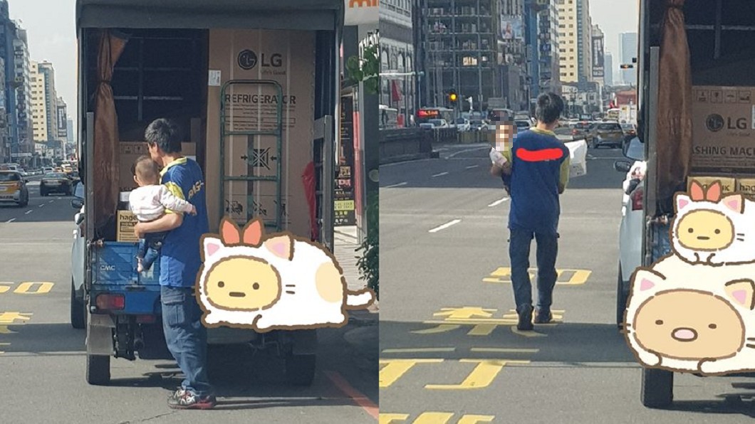 爸爸單手抱嬰邊搬貨 網淚:他送的是一家生計