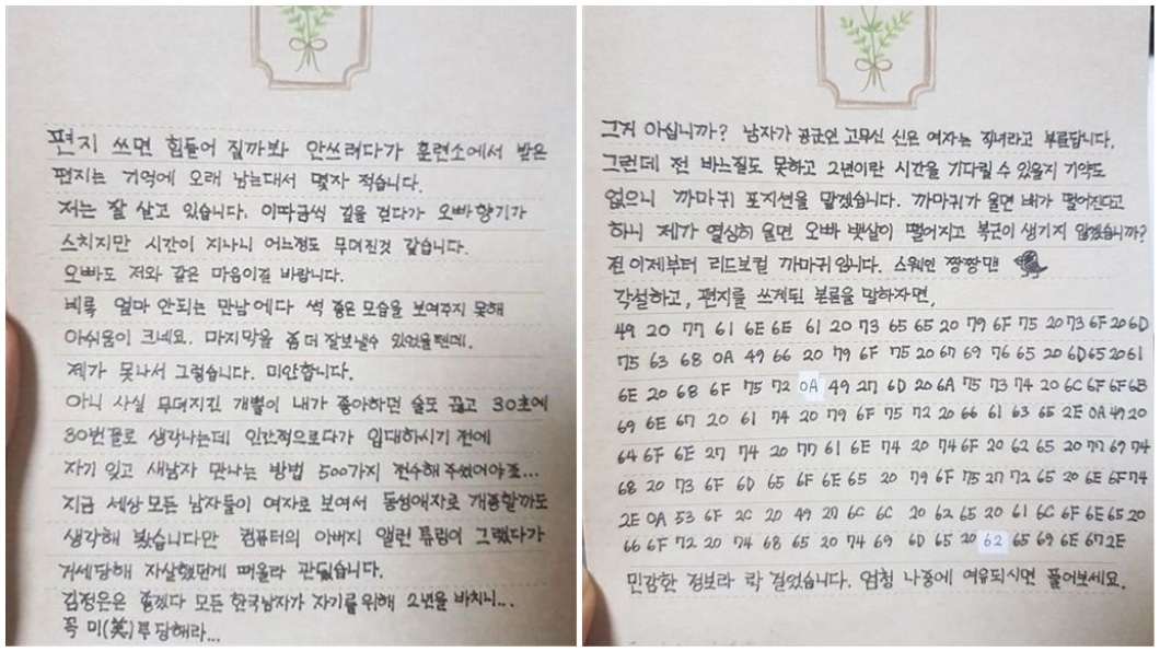 男在軍中收到女友情書 詭異數字神解讀藏「浪漫密碼」