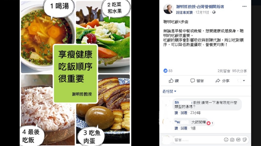 圖/翻攝自「謝明哲教授-台灣營養開拓者」臉書