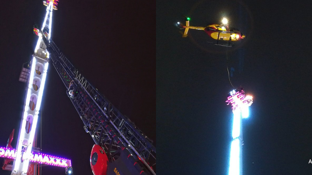 尷尬!雲霄飛車卡高空9小時 8人到地面「跨完年了」