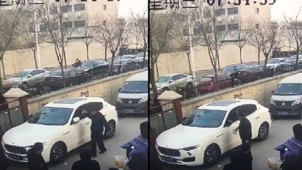 沒在怕!瑪莎拉蒂霸道擋路 阿公暴氣拿磚頭狠砸