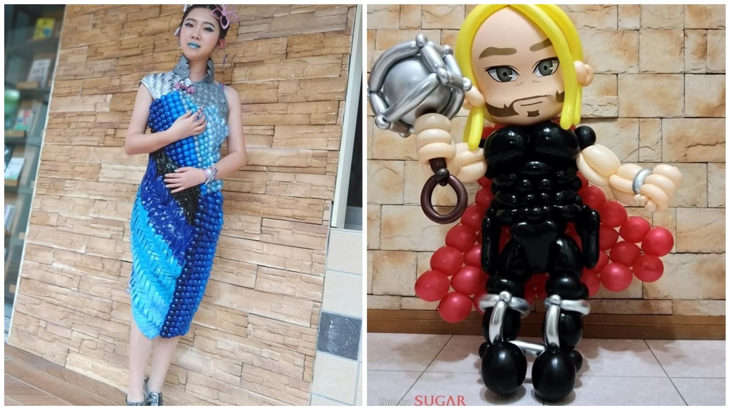 除了麒麟之外，少年還製作衣服其他卡通人物肖像。(圖／翻攝自臉書粉絲專頁「洪呆呆氣球工坊」)