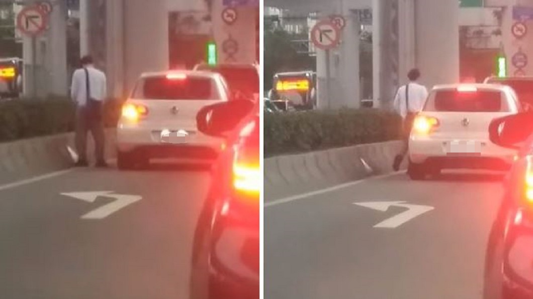 內湖等紅燈!白衣男下車解放30秒 網笑:這泡放棄尊嚴