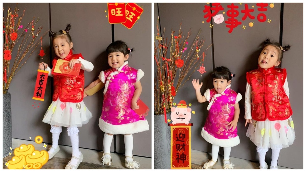 賈靜雯甜曬女兒拜年照 咘咘、Bo妞俏皮鬼臉萌翻了
