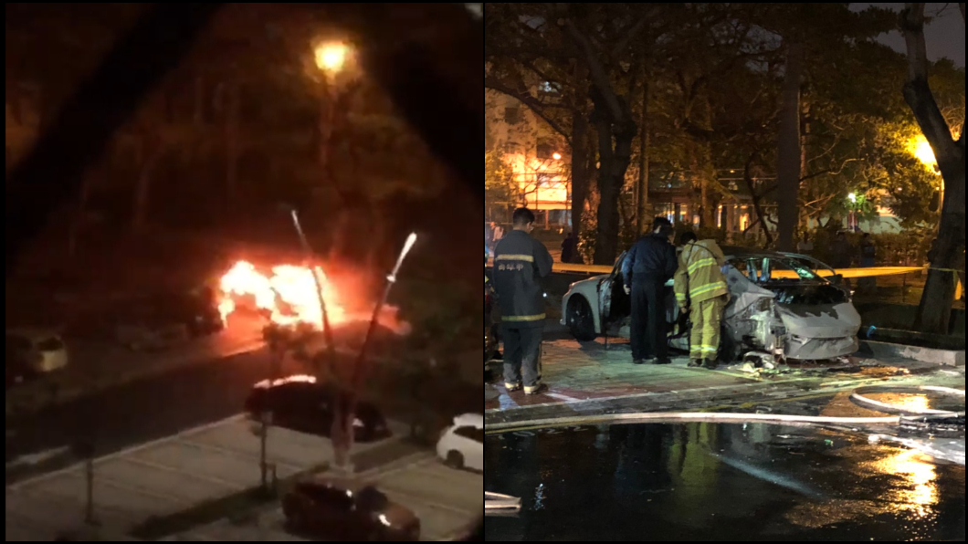 轟!高雄停車場突傳爆炸 休旅燒到剩殼