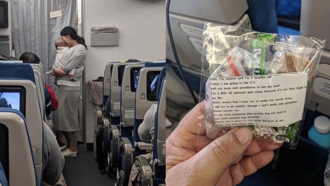 暖媽擔心寶寶搭飛機哭鬧 準備小禮物向乘客道歉