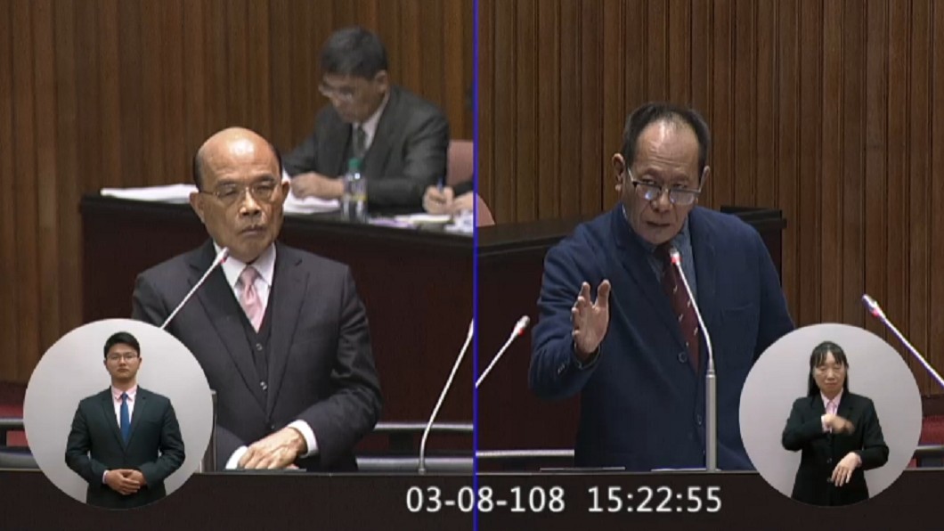 行政院長蘇貞昌(左)、國民黨立委陳超明(右)。圖／翻攝自立法院網站
