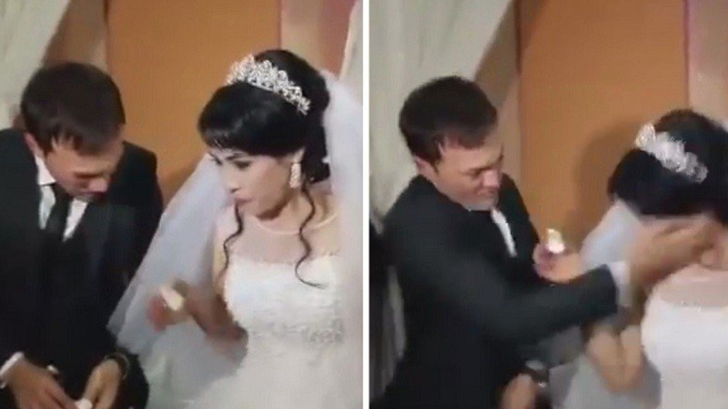 婚禮逗弄!新娘餵蛋糕閃電收手 竟被新郎狠呼巴掌