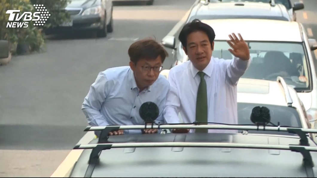 前行政院長賴清德陪同郭國文上街謝票。圖/TVBS